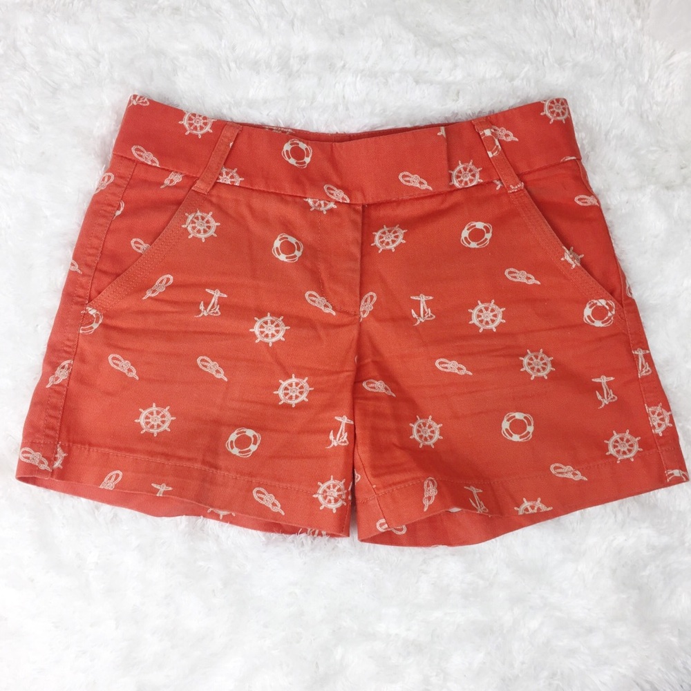 J Crew Chino Shorts Size 0 Orange Print